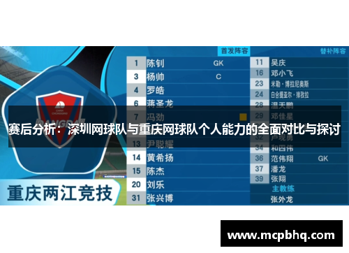 赛后分析：深圳网球队与重庆网球队个人能力的全面对比与探讨